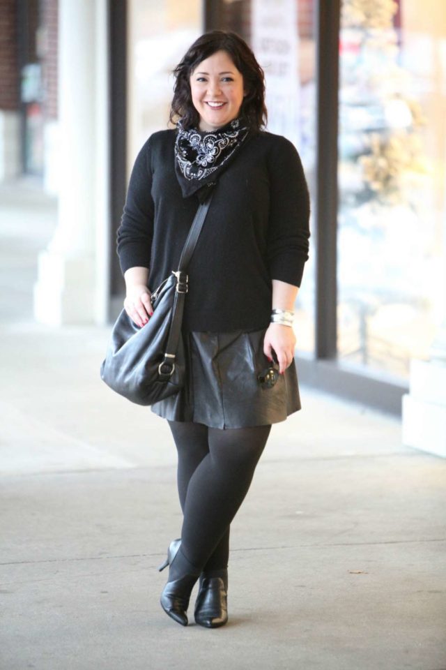 Wardrobe Oxygen featuring a black Nordstrom Collection cashmere sweater, leather pleated skirt, and convertible bag from Rough & Tumble Bags.