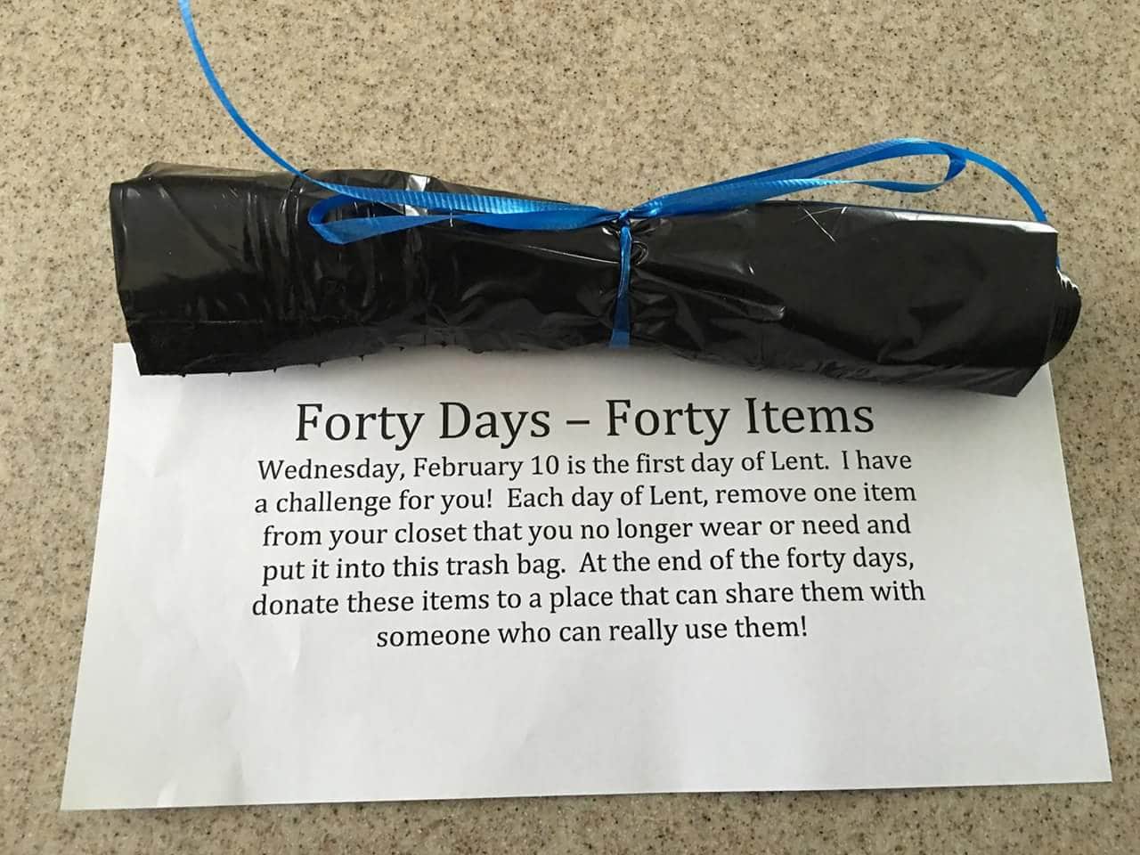 Forty Days - Forty Items Closet purge for Lent