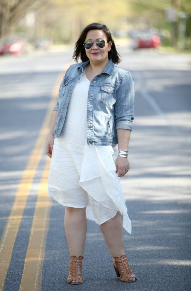 over 40 fashion blogger wardrobe oxygen in a stella carakasi white linen dress