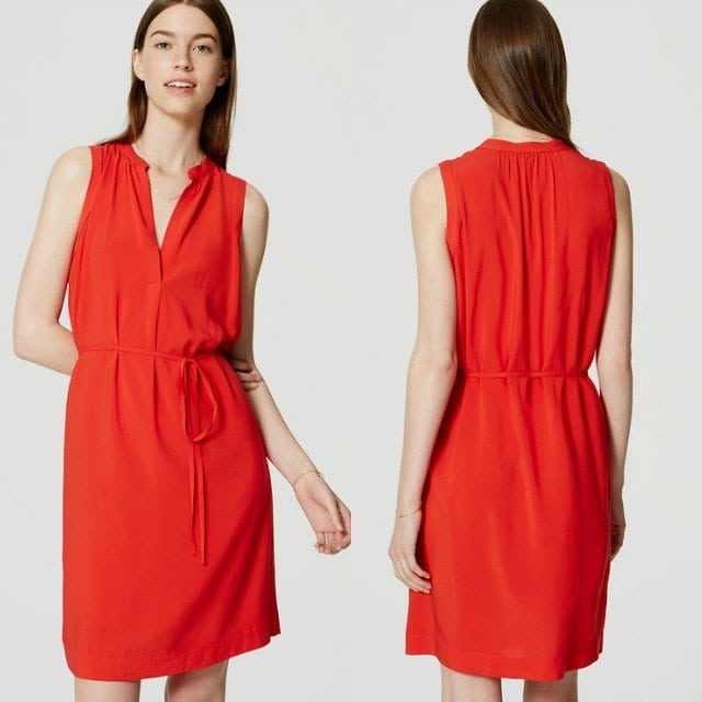 LOFT Sleeveless Tie Waist Shirt Dress - Wardrobe Oxygen