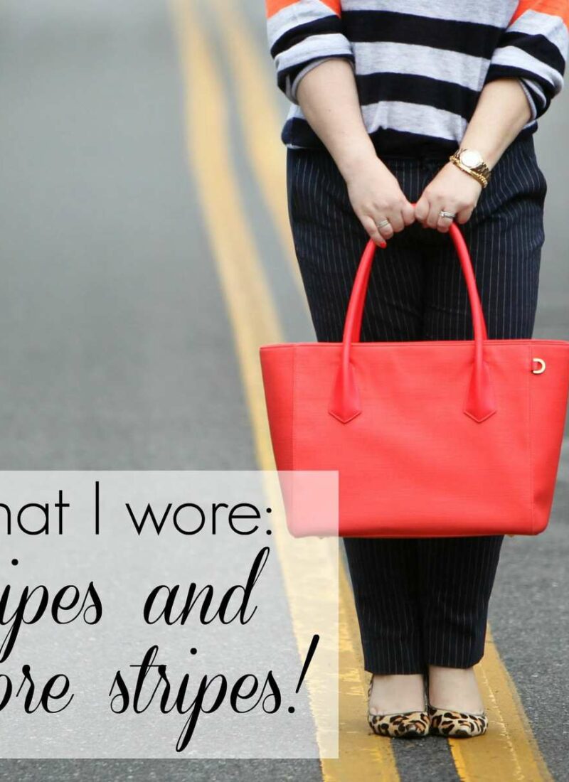 Wardrobe Oxygen What I Wore - Stripes and More Stripes featuring Dagne Dover Vermilion tote