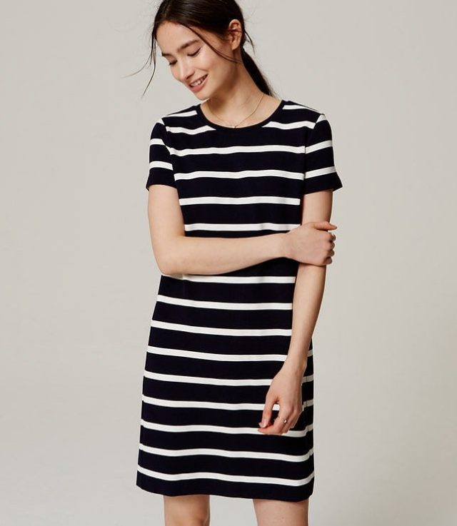 LOFT Striped Ottoman Tee Dress - Wardrobe Oxygen