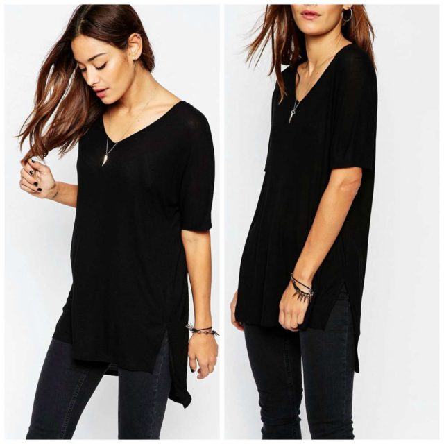 asos slouchy rib v neck tee