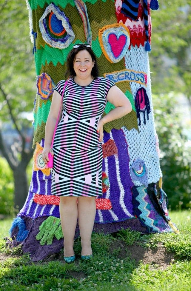 Wardrobe Oxygen wearing a dress from Gwynnie Bee