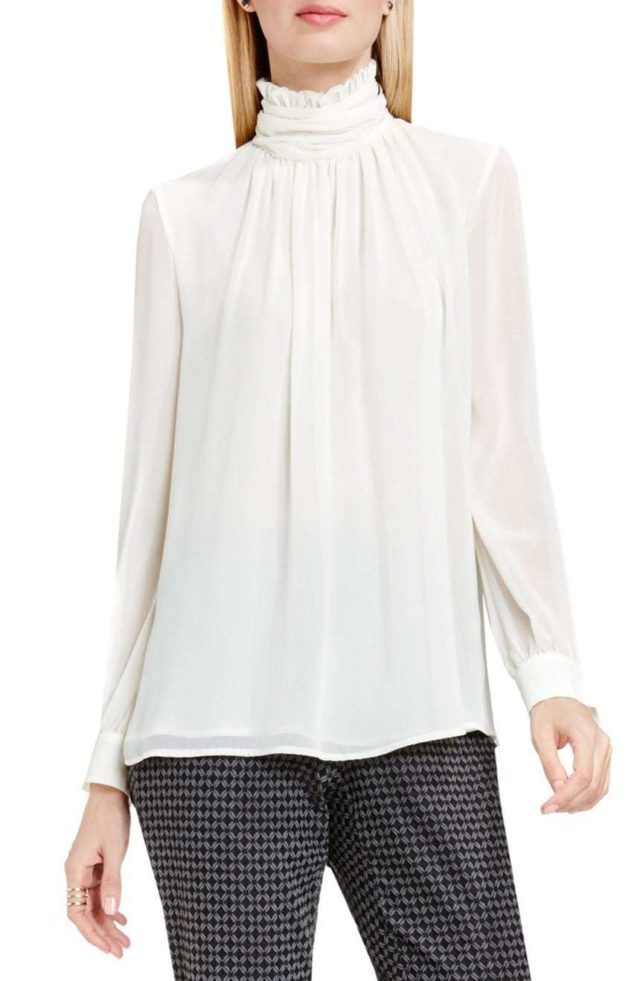 Vince Camuto Ruffle Collar Blouse in Antique White