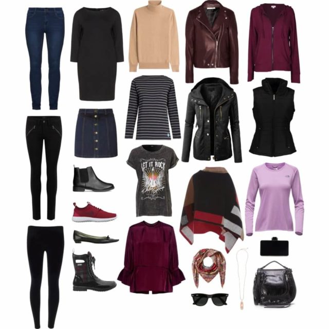 Wardrobe Oxygen: Capsule Wardrobe for Fall. Lots of layering and versatility from a casual day, active events, and dining out. Travel friendly.