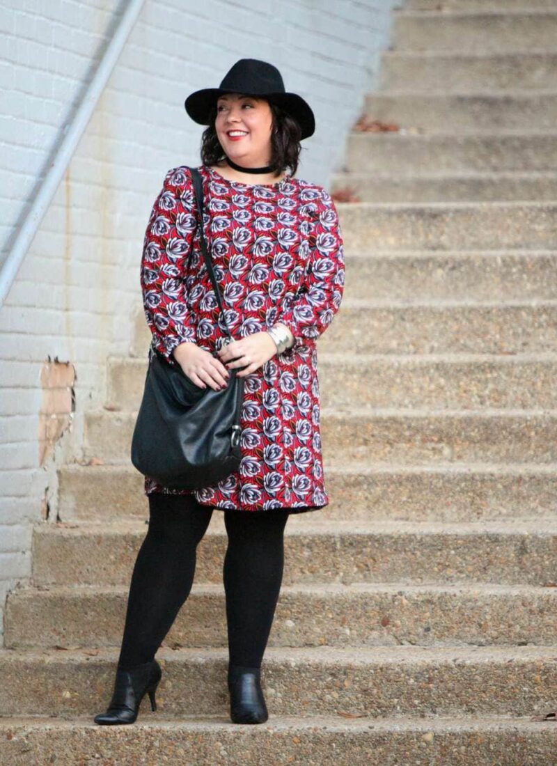 Wardrobe Oxygen, over 40 fashion blogger in LOFT printed shift dress