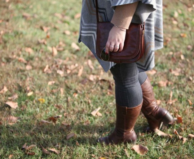 Wardrobe Oxygen in a Talbots ruana and JAG Jeans