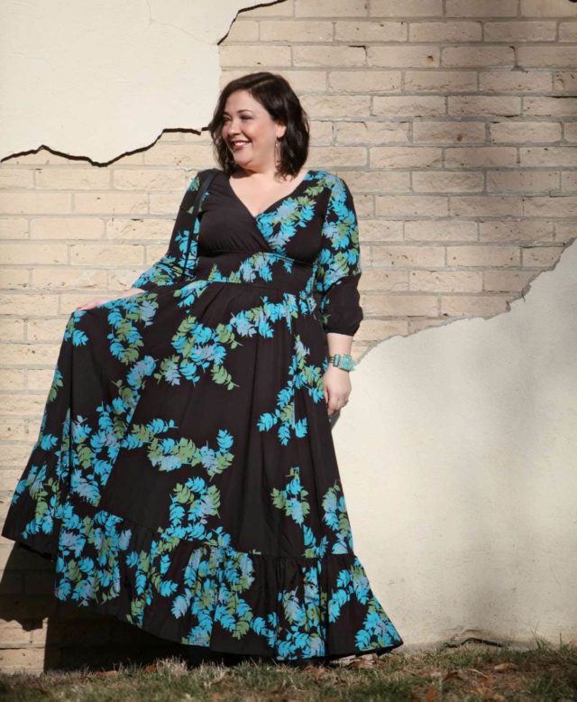 wardrobe oxygen in an eshakti floral maxi dress