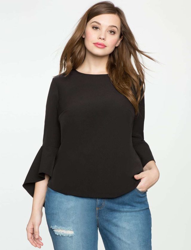 ELOQUII Flounce Elbow Sleeve Top Review by Wardrobe Oxygen 