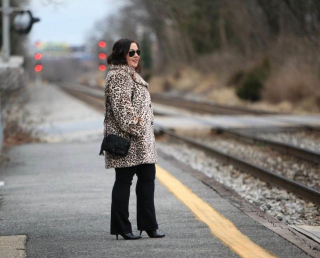 Wardrobe Oxygen in a faux leopard print fur coat from Amazon Fashion