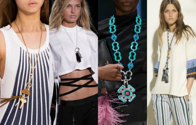 Long pendant necklace trend for spring summer 2017