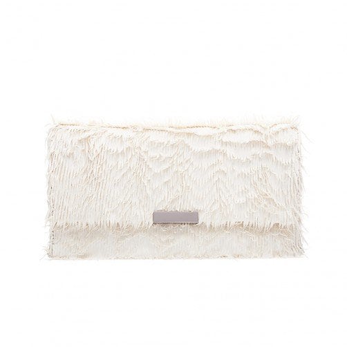 Loeffler Randall Tab Clutch Ivory Fringe