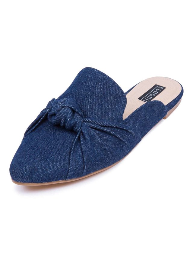 ELOQUII wide width denim mule slip on flat