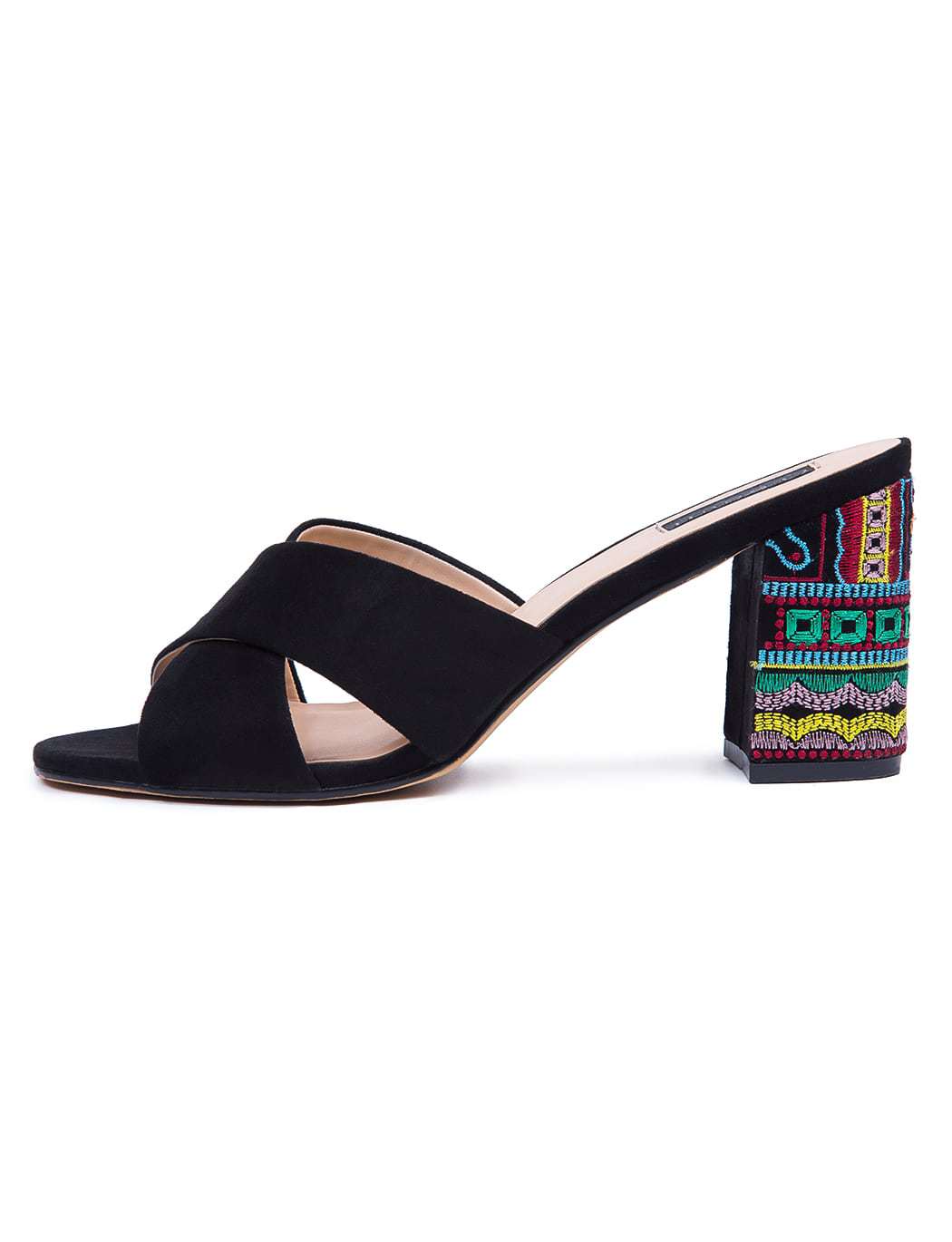ELOQUII Slide Sandal with Embroidered Heel wide width