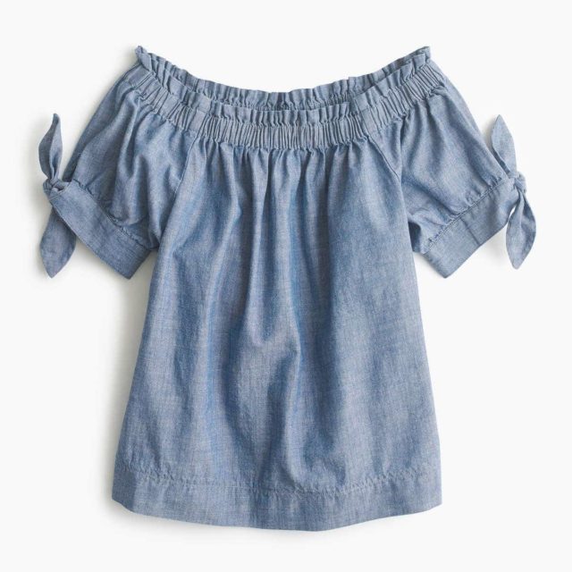 J. Crew Off the Shoulder Chambray Top