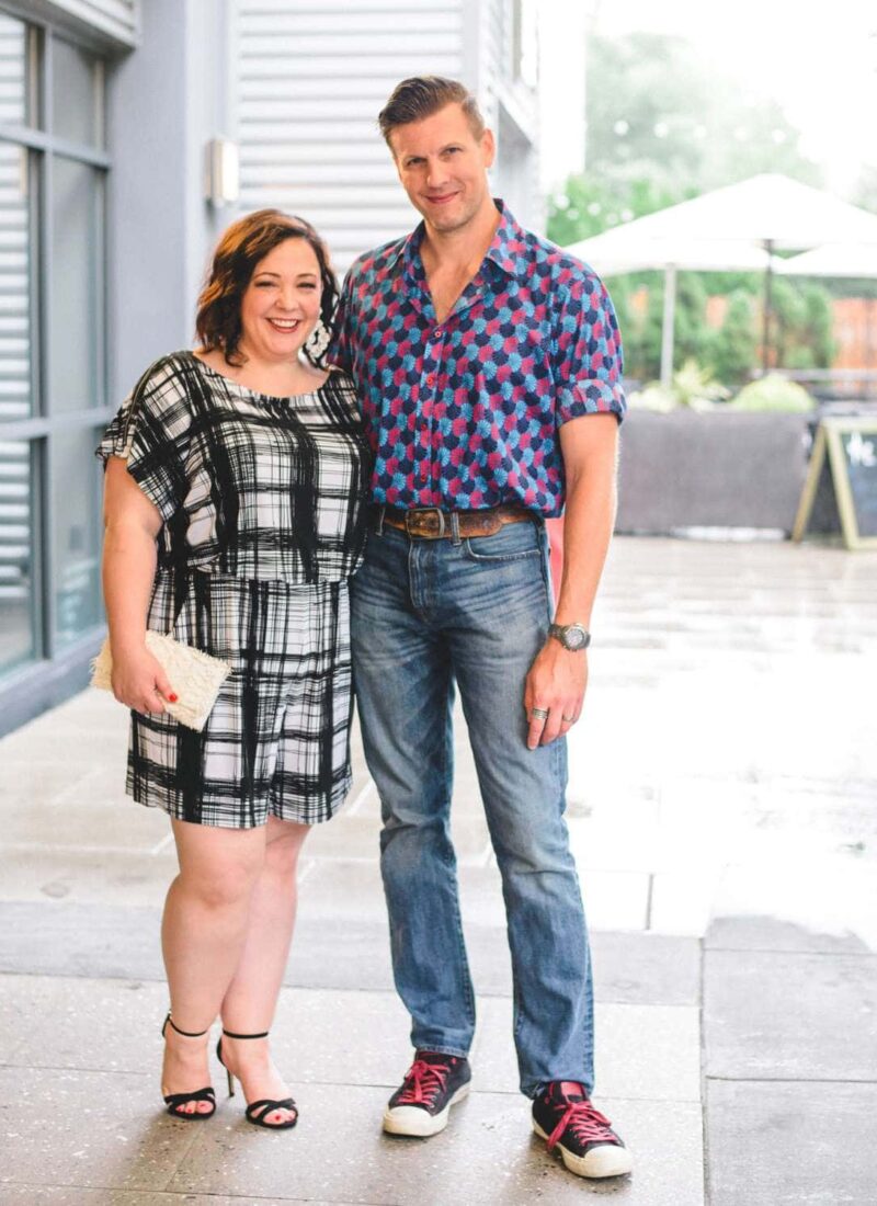 gwynnie bee featured influencer Sangria Romper in black and white on Wardrobe Oxygen