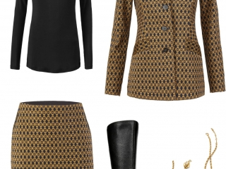 Ride Alone: A similar look to the previous, but a switch from pumps to the Naturalizer Winnie riding boots give a different effect.  Add opaque black tights for warmth and a sleek leggy effect.