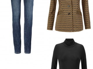 A Standout Weekend: The cabi Standout Jacket styled for the weekend with the Dover Skinny Jeans, Layer Turtleneck, and the Aerosoles Subway Pumps for a pop of color.