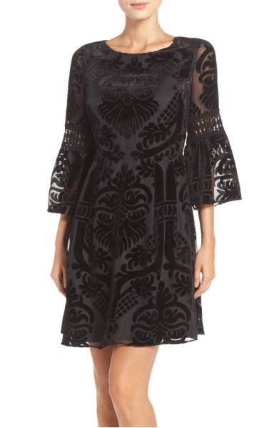 plus size velvet burnout fit and flare dress for winter cocktail parties