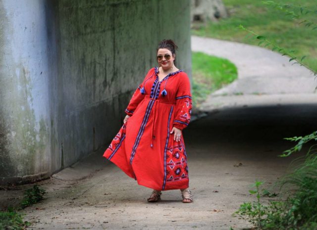 ELOQUII tassel front mazi dress in red as seen on wardrobe oxygen