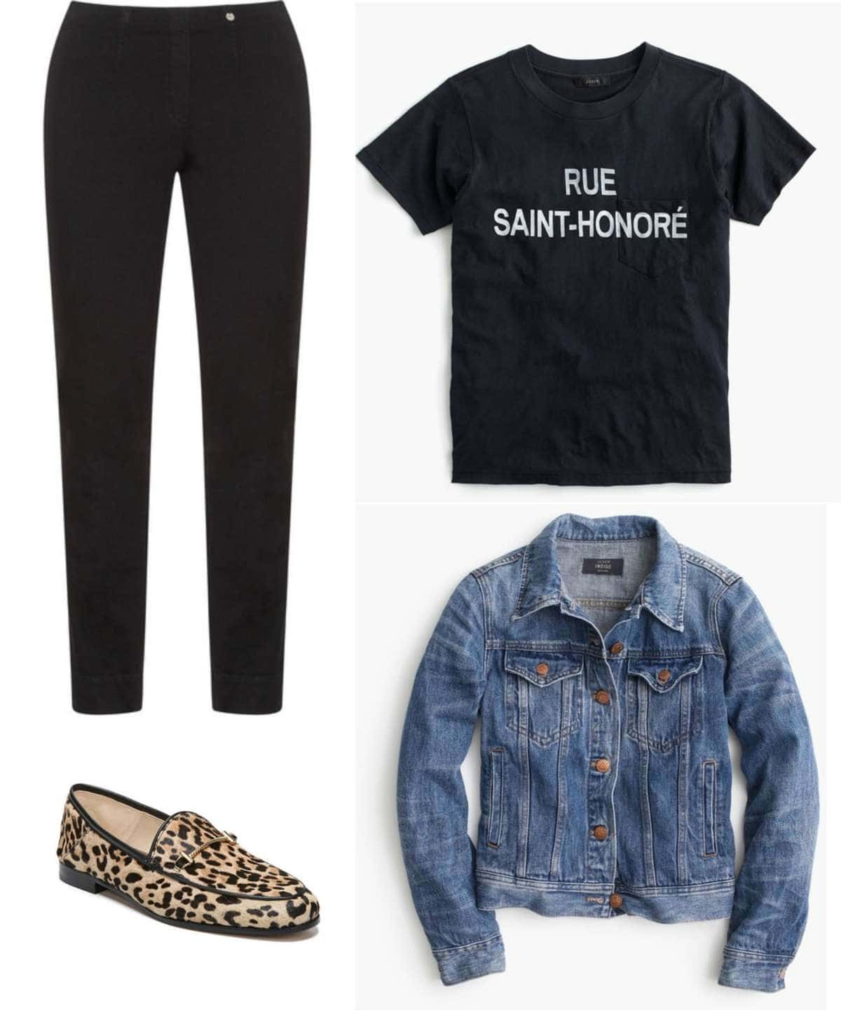 Slogan tees are hot this year, and can look polished when styled with black ankle pants and a dressier shoe.