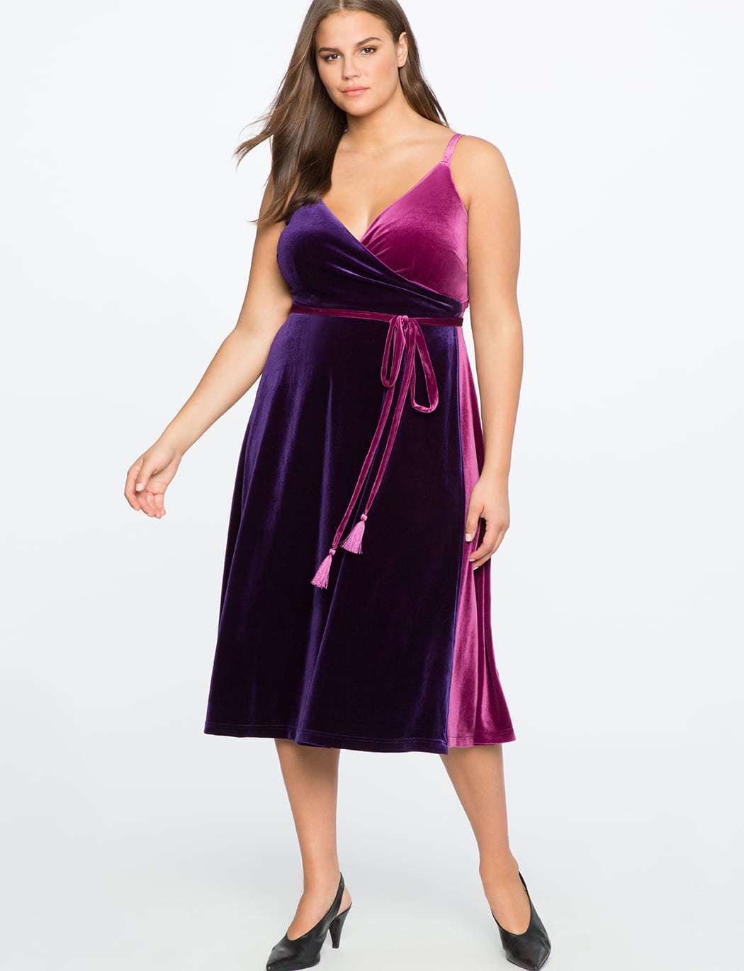 ELOQUII Review: Two-tone Velvet Wrap Dress