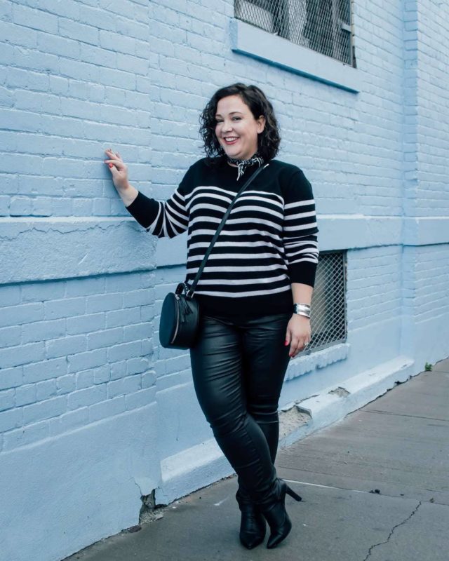 Wardrobe Oxygen in a black and white breton sweater in cashmere from ASOS