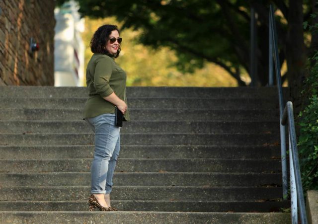 Wardrobe Oxygen in Chico's Silky Soft Shirt and So Slimming Girlfriend Jeans in Lava Wash