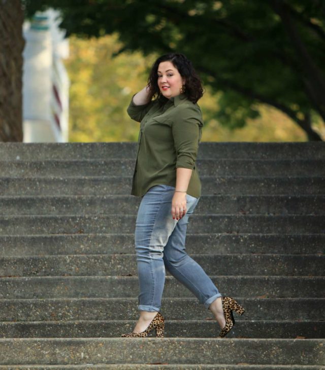 Wardrobe Oxygen in Chico's Silky Soft Shirt and So Slimming Girlfriend Jeans in Lava Wash