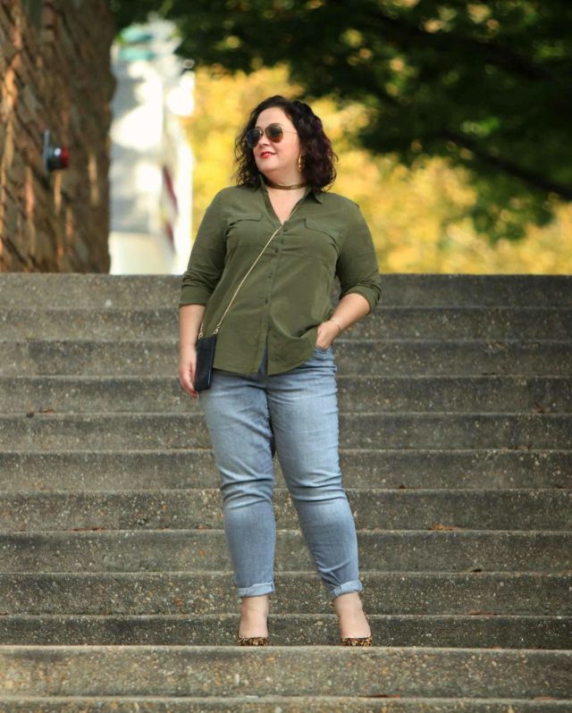 Wardrobe Oxygen in Chico's Silky Soft Shirt and So Slimming Girlfriend Jeans in Lava Wash
