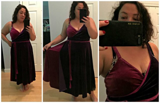 eloquii velvet wrap dress review