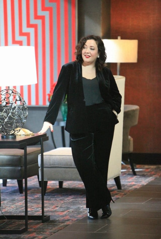 black velvet plus size pantsuit