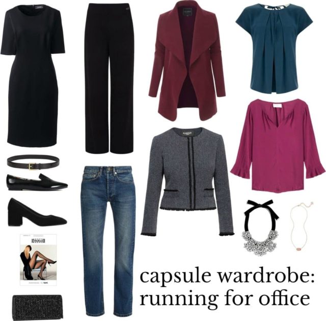 capsule wardrobe fopr running for office. style and grooming tips for the female candidate