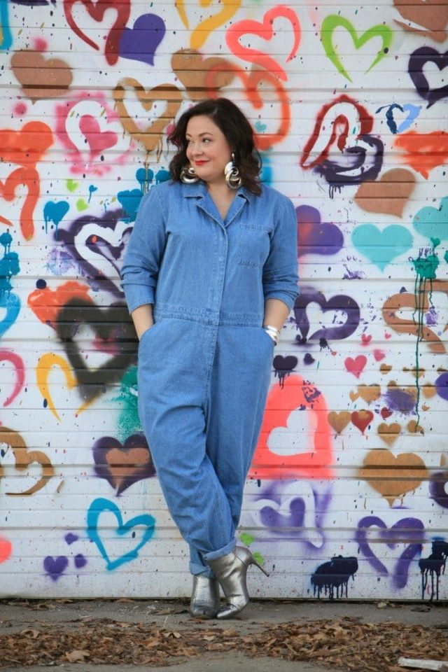 denim plus size coveralls