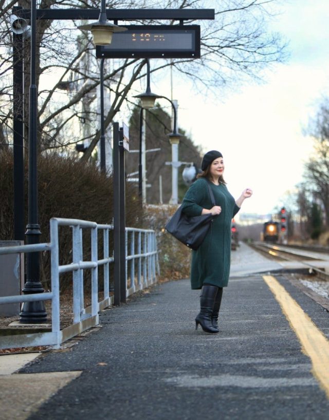 green plus size sweater dress