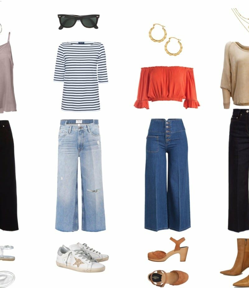 Collage of nine women wearing cropped wide leg jeans featured by popular DC petite fashion blogger, Wardrobe Oxygen