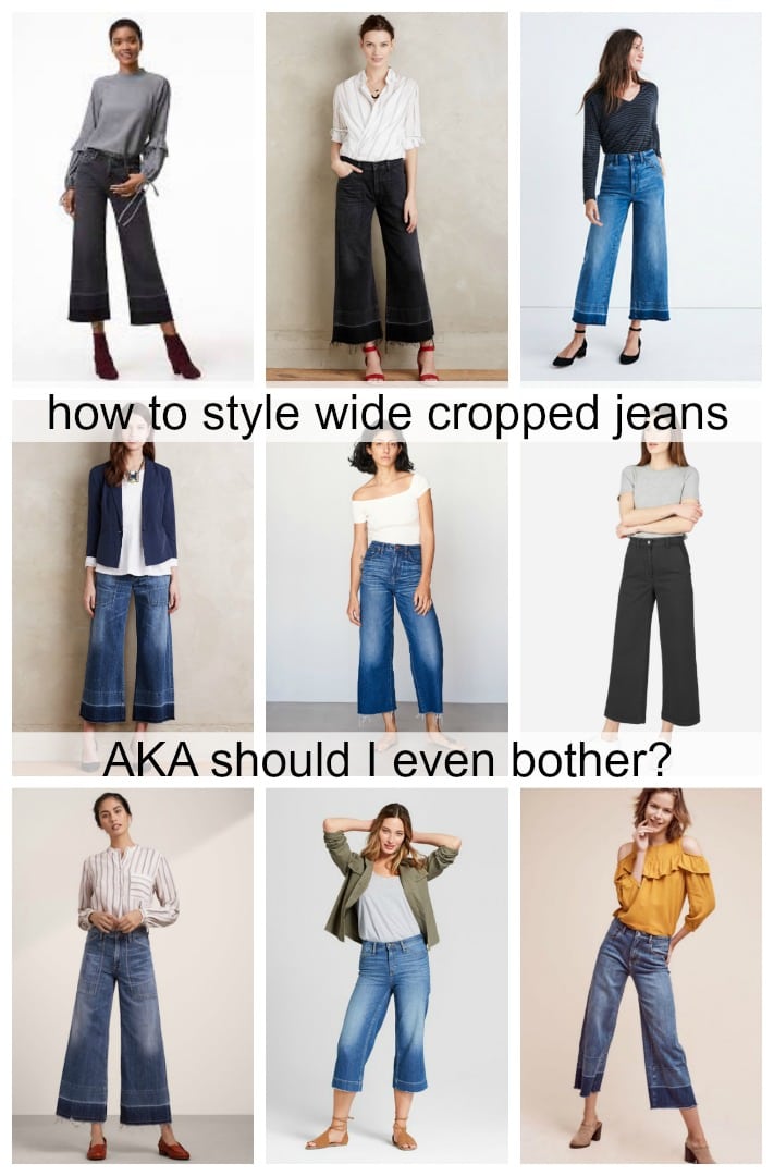 cropped wide leg denim pants