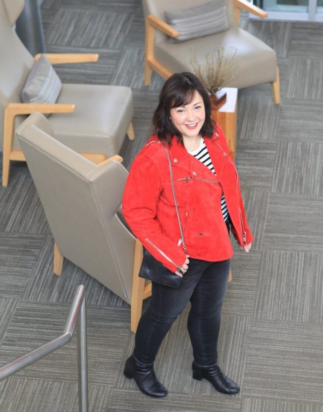 red suede biker jacket