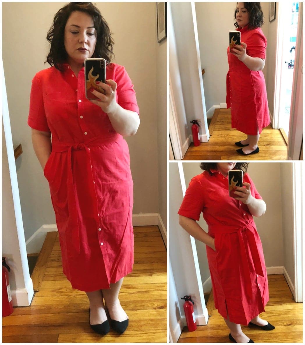 boden red shirt dress