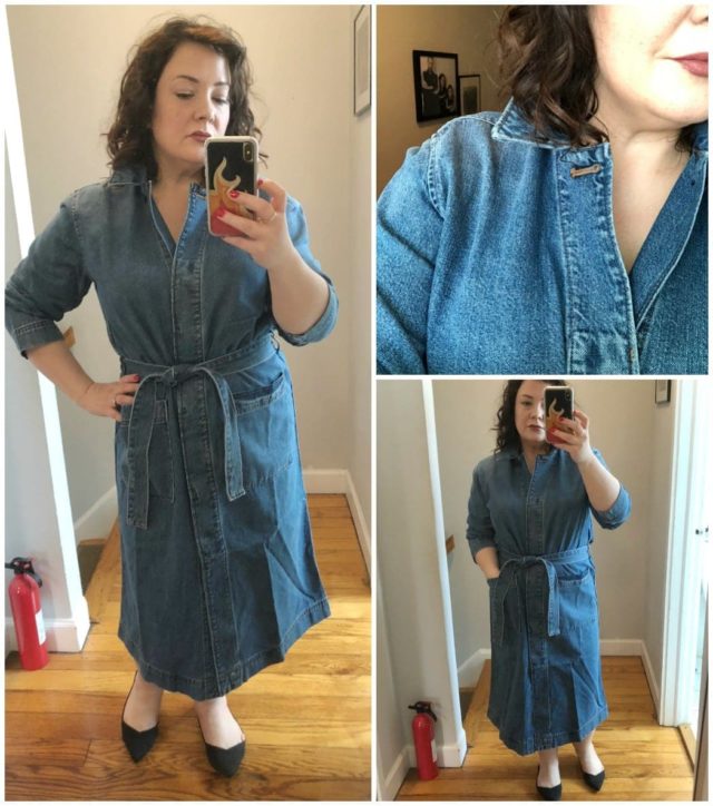 madewell denim duster trench dress review