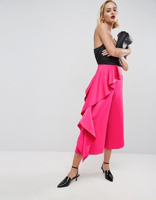 ASOS WHITE Formal Pants with Frill Side in Pink