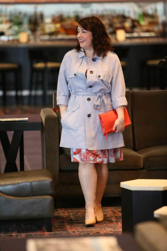 Wardrobe Oxygen in the cabi Spring 2018 Isabel Dress and Tanner Trench