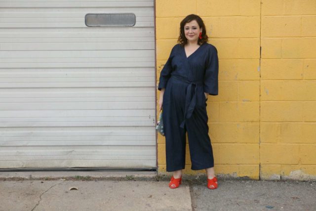 Plus size denim jumpsuit from ELOQUII as seen on Wardrobe Oxygen #XOQ - ELOQUII Denim Jumpsuit styled by popular Washington DC petite fashion blogger, Wardrobe Oxygen