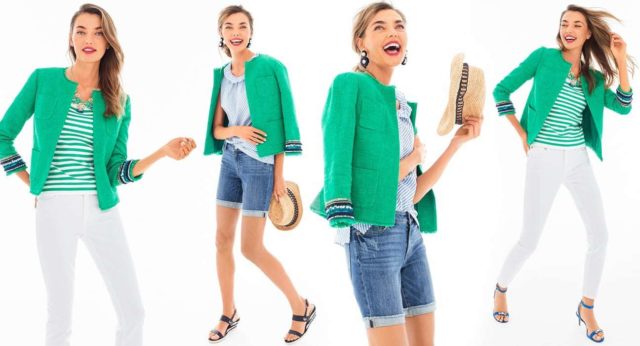 talbots green jacket summer 2018 Chanel inspired - Friends & Family Talbots Sale featured by popular Washington DC petite fashion blogger, Wardrobe Oxygen