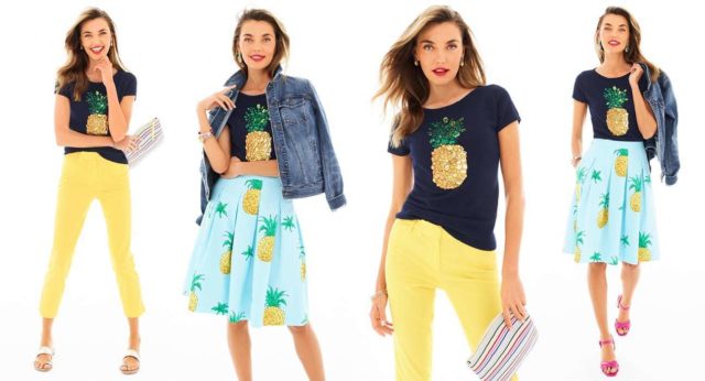 Talbots pineapple embellished sweater summer 2018 - Friends & Family Talbots Sale featured by popular Washington DC petite fashion blogger, Wardrobe Oxygen