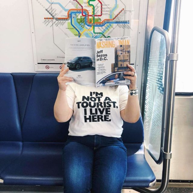 Washingtonian I'm Not a Tourist I Live Here T-Shirt on Alison Gary of Wardrobe Oxygen