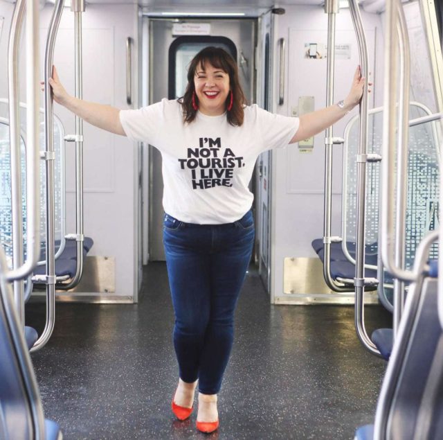 Washingtonian I'm Not a Tourist I Live Here T-Shirt on Alison Gary of Wardrobe Oxygen