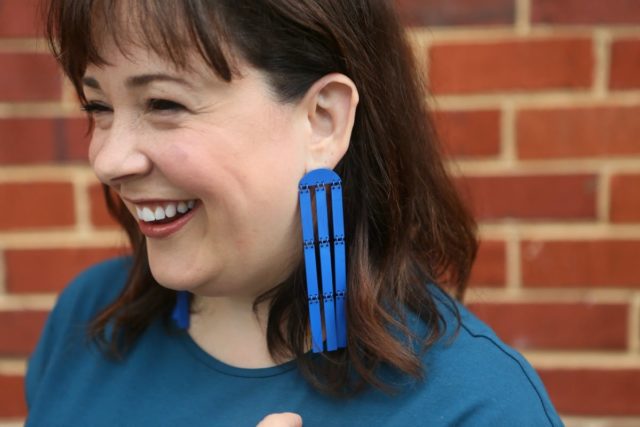 natasha enamel statement earrings blue