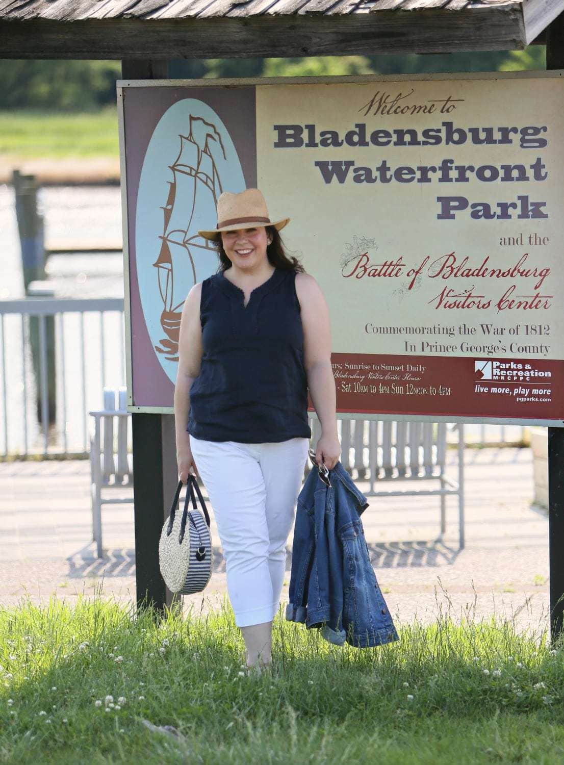 pg county fashion blogger alison gary at the bladensburg waterfront park in bladensburg maryland